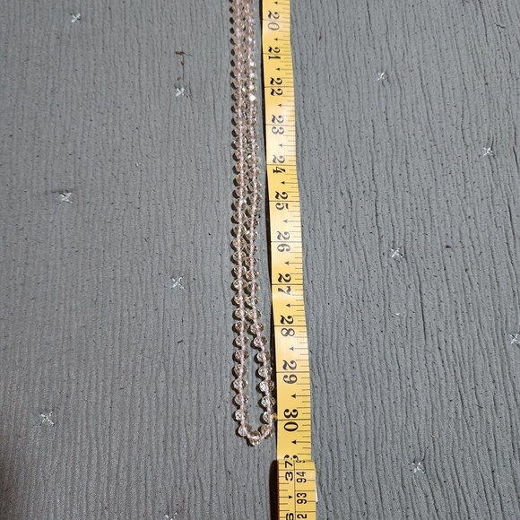 Vintage Glass Bead Necklace Clear Faceted Hand Knotted String Long 30" - Picture 4 of 4